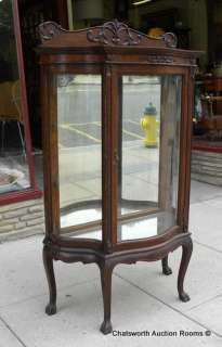 Rare RJ Horner Quartered Oak Diminutive Curved Glass Curio Cabinet 