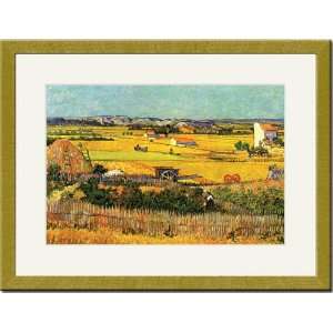  Gold Framed/Matted Print 17x23, Harvest at La Crau with 