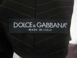 DOLCE & GABBANA Black White Pinstripe Trousers Sz 40  