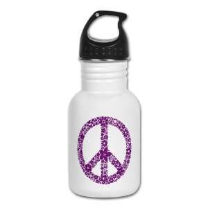    Kids Water Bottle Flowered Peace Symbol Pur 