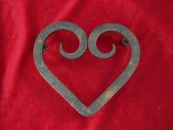 Early American Antique Wrought Iron Heart Trivet SIGNED  