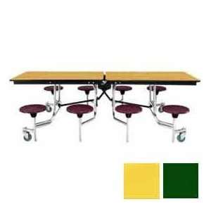   Stool Unit With Plywood Top, Green Top/Yellow Stools