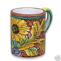 Italian Pottery Ceramic Mug Italy Umbria New Sunflower  