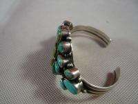 SILVER STERL VINTAGE B JOHNSON NAVAJO INDIAN SOUTHWEST TURQUOISE CUFF 