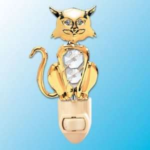 24k Gold Cat Night Light   Clear Swarovski Crystal: Baby
