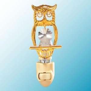   24k Gold Small Owl Night Light   Clear Swarovski Crystal: Baby