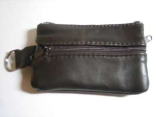 Dark Brown High Quality Leather Money Coin Purse Zippered Wallet 