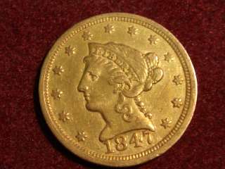 1847 C Liberty Head Quarter Eagle $2.50 Gold Coin RARE  