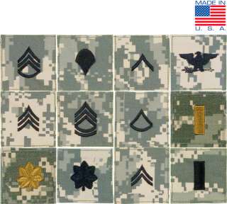 Camouflage Hook & Loop ACU RANK INSIGNIA PATCHES  