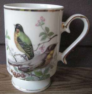 Royal Crown 1 Coffee Cup Mug Green Bird Floral White  