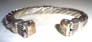 Very Rare Silpada Sterling Silver Yellow Cubic Zirconia Cuff Bracelet 