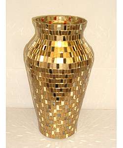 Round Gold and Mirror Mosaic Vase (Set of 6)  