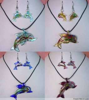 Lots 20Sets Dolphin Lampwork Glass Pendants Necklaces&Earrings