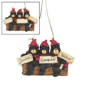 Personalized Black Bears Ornament   Three Bears   Party Decorations 