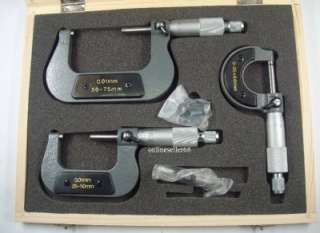 New 3pcs Set from 0 to 75mm Outside Micrometer  US  