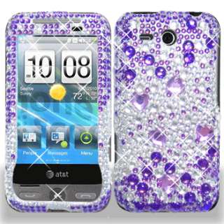 New AT&T HTC F8181 Freestyle Phone Purple Silver Crystal Bling Hard 