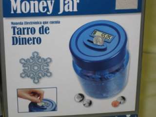 NEW Electronic Coin Counting Money Jar/Piggy Bank LCD Display Blue Lid 