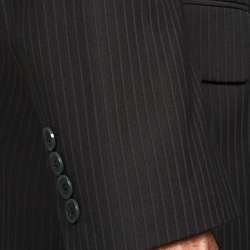 Carlo Lusso Mens Black Striped 3 button Suit  