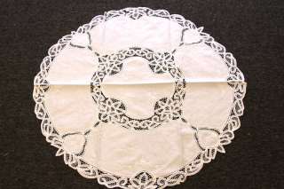 Lovely vintage 36 Round white lace tablecloth #8713  