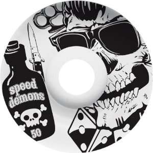  Speed Demons Greaser 50mm White/Black Skateboard Wheels 