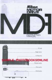 Nikon Motor Drive MD 1 Instruction Manual  