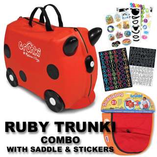 Melissa and Doug Trunki Ruby Red Rolling Ride On Suitcase Saddlebag 
