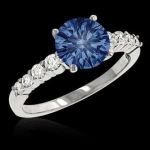  0.75 carat blue diamond engagement ring 14K solid white 