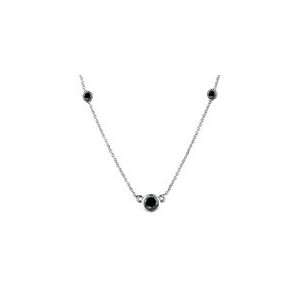 0.74 Cts Black Diamond Necklace in 18K White Gold Jewelry