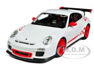 PORSCHE 911 (997) GT3 RS WHITE WITH RED SKIRTS 1/18 BY BBURAGO 11034 
