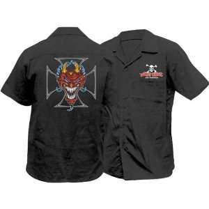 Lethal Threat Designs Devil Mens Work Sportswear Shirt   Black / 3X 