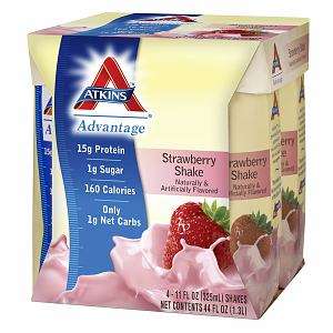   new taste atkins advantage strawberry shake 1g sugar 150 calories