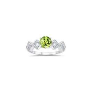  0.16 Cts Diamond & 1.22 Cts Peridot Engagement Ring in 14K 
