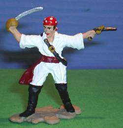 TOY SOLDIERS LEAD PIRATE CAPTAIN WITH SWORD & MUSKET  