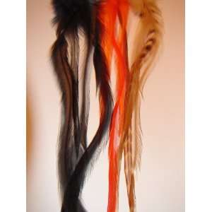   , Barred Ginger and Midnight Purple Premium Feather Hair Extensions