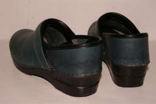 DANSKO Professional Blue Leather Shoes Dress Clogs Womens 38 7.5 8 