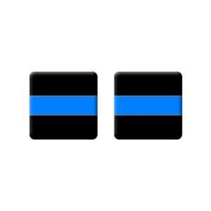    Thin Blue Line   3D Domed Set of 2 Stickers Badges: Automotive