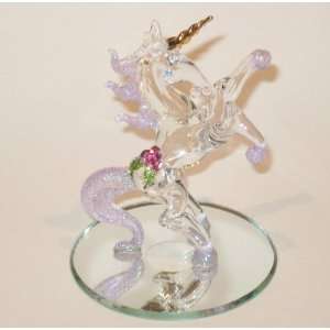 Spun Glass Rearing Unicorn ~ Fine Hand Blown Creation 
