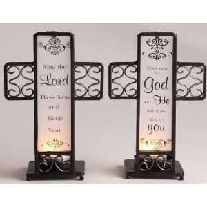  Pack of 4 Inspirational Quotes Cross Tea Light Candle 