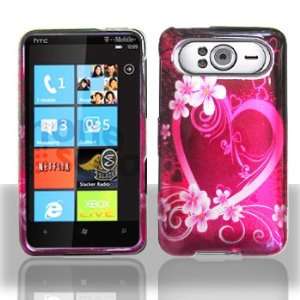  HTC HD7 Purple Love Hard Case Snap on Cover Protector 