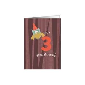  Birthday Owl   three years old Card: Toys & Games