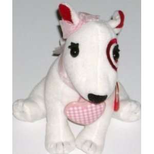  White Bullseye Target Puppy Dog Stuffed Animal with Heart 