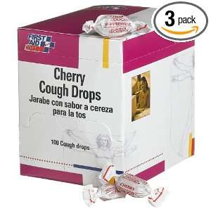  First Aid Only Cherry Cough Drops, 100 Count Boxes (Pack 