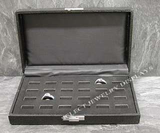 24 Ring Black Wide Slot Tray Case Jewelry Display !  