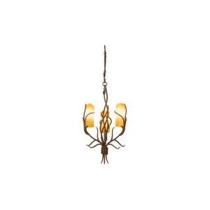   SUNSET Napa 3 Light Mini Chandelier in Golden Wheat with Sunset glass
