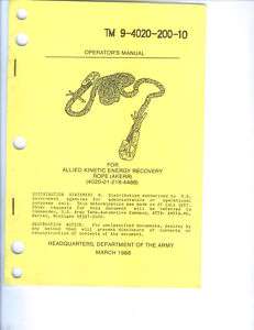 Allied Kinetic Energy Recovery Rope, Operators Manual  