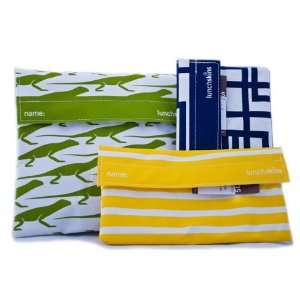  Lunchskins Sandwich Bag (in Green Lizard) and Two Snack Bags 