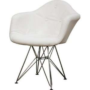  Baxton Studio Lia White Tufted Faux Leather Arm Chair with 