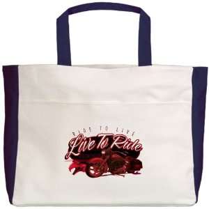  Beach Tote Navy Live to Ride Ride to Live 