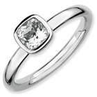   Silver Stackable Expressions Cushion Cut White Topaz Ring Size 7