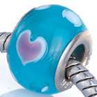   Murano Glass Bead pink heart blue Fit Pandora Bead Charm Bracelet